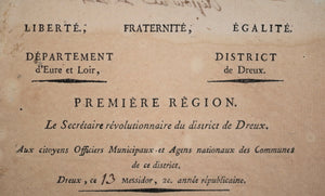 1794 circulaire, abus de signature, district de Dreux (Eure-et-Loir)