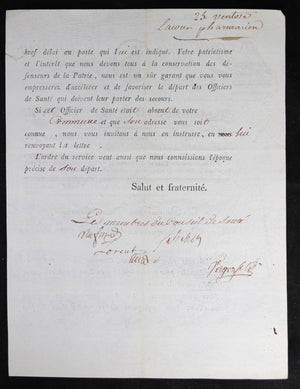 1794 lettre du Conseil de Santé (Paris) au municipalité d'Aubagne