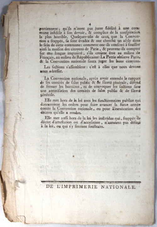 1794 pamphlet de Barère sur les événements du 9 Thermidor à Paris