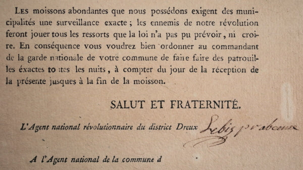 1794 patrouilles garde nationale, District de Dreux (Eure-et-Loir)