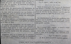 1794 affiche Dépt. Côte-D'Or prisonniers de guerre Piémontais