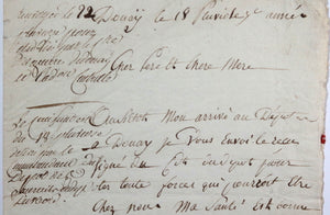 1795 France Douai lettre conscrit à son père, St Paul Pas de Calais