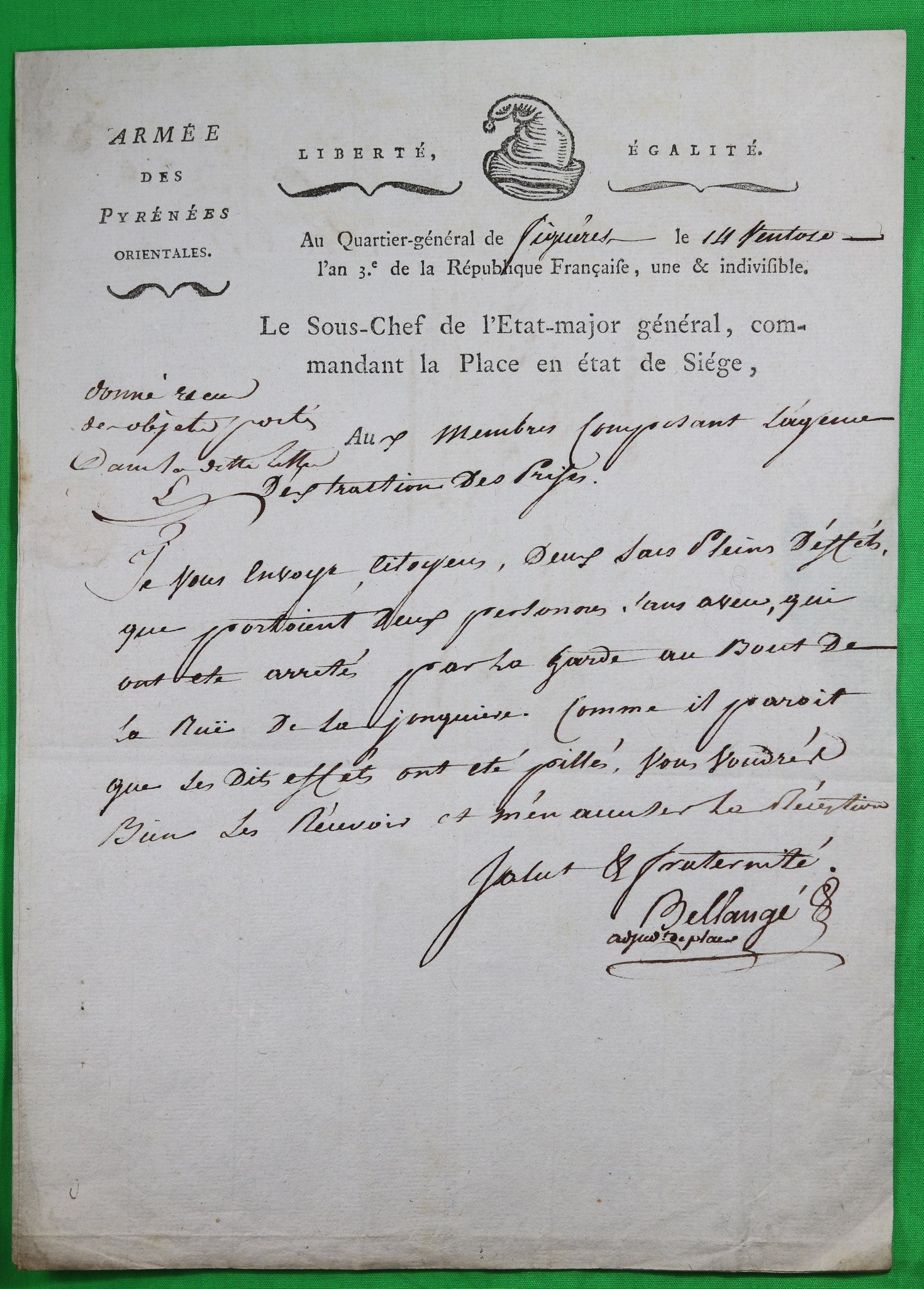 1795 Armée des Pyrénées Orientales au QG de Figuères, pillage!