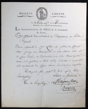 1795 Lyon deux lettres sur salaire Concierge Maison Arrêt Croix Rousse