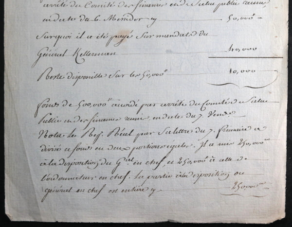 1795 états des sommes payées sur les fonds accordées à Armée des Alpes