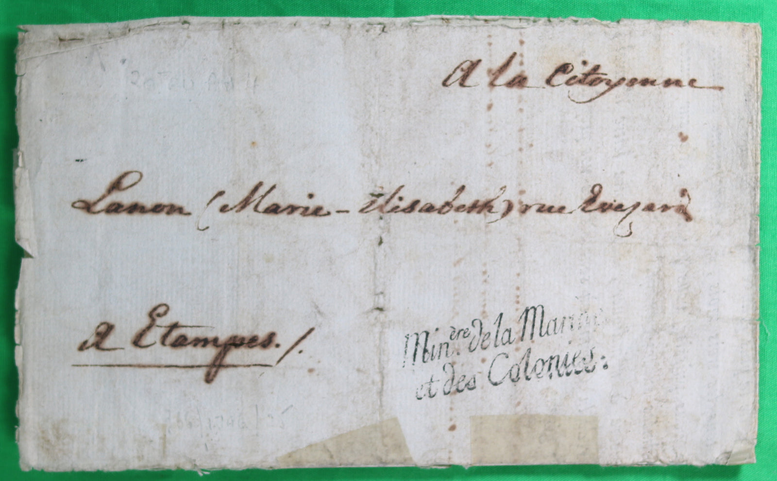 1796 lettre du Ministre Colonies Truguet à Étampes (Saint-Domingue)