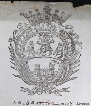 1797 Easter religious document, Leghorn (Livorno) Italy
