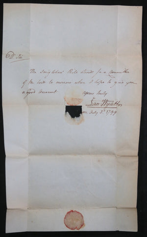 1799 UK letter from London to Buckingham, Bill before House of Lords