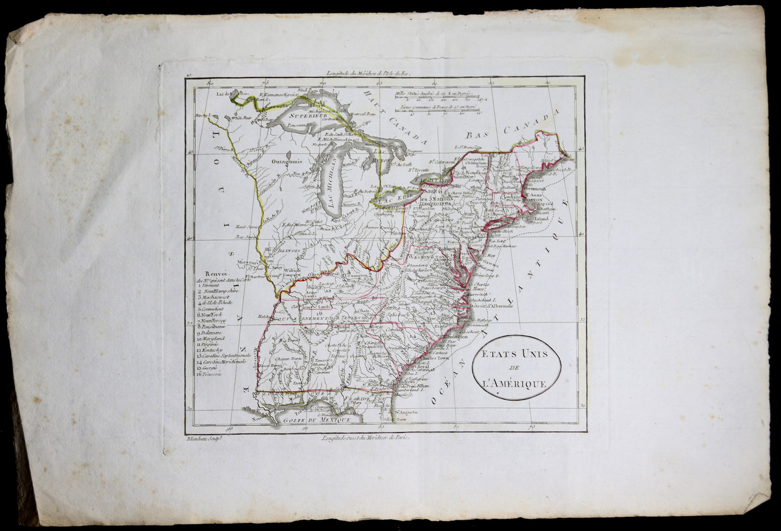 @1799 Blondeau map eastern USA / carte partie est des États-Unis