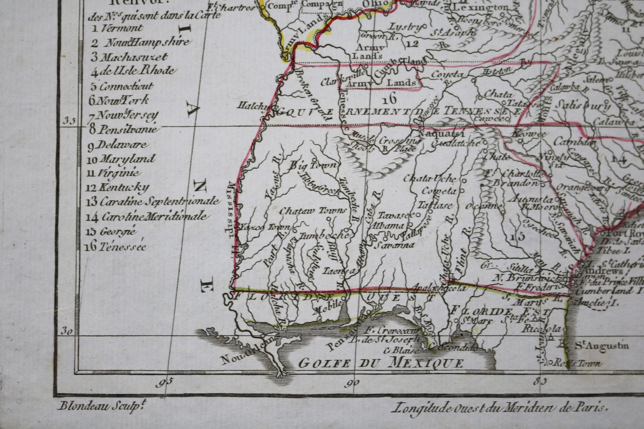 @1799 Blondeau map eastern USA / carte partie est des États-Unis