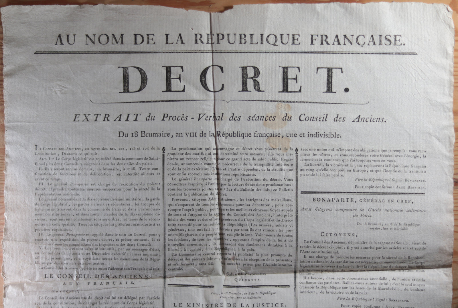 1799 affiche Coup d’Etat du 18 Brumaire (Napoléon - Consulat)