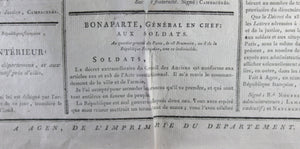 1799 affiche Coup d’Etat du 18 Brumaire (Napoléon - Consulat)
