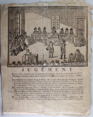 1799 compte rendu jugement par Conseil de Guerre 16 condamnés à mort