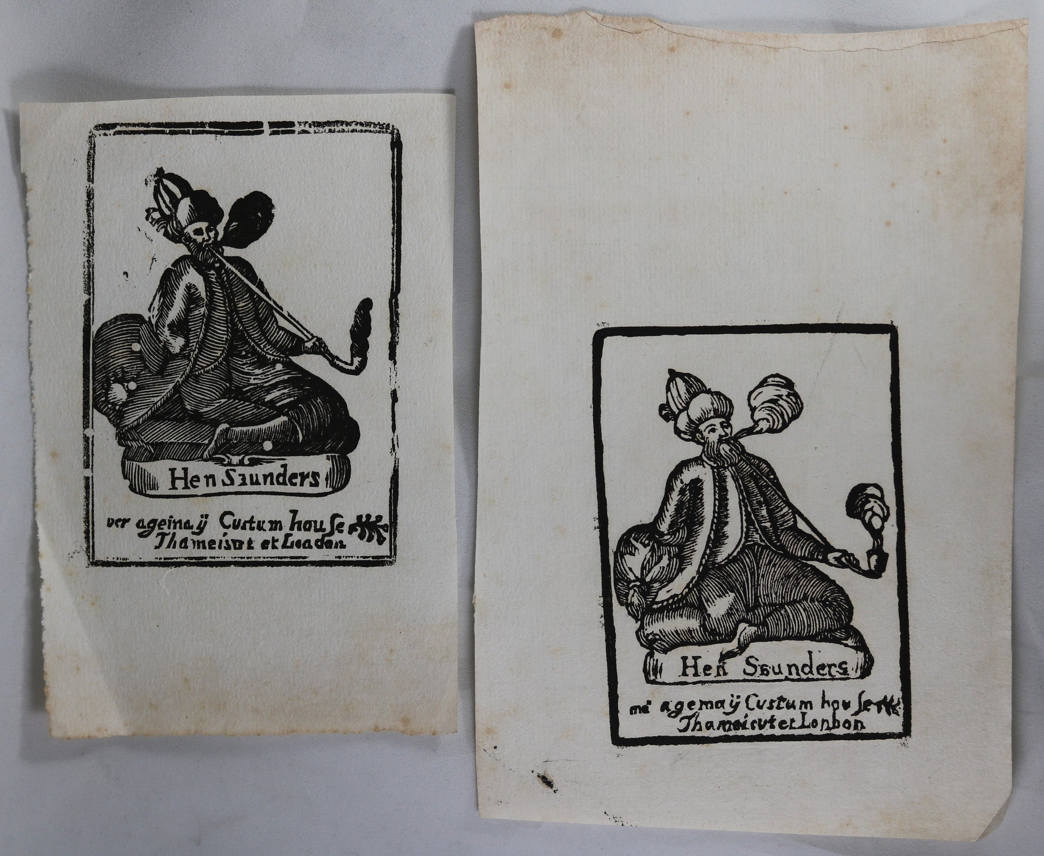 17th century advertising prints for tobacco agent Custom House London 17th century advertising prints for tobacco agent Custom House London