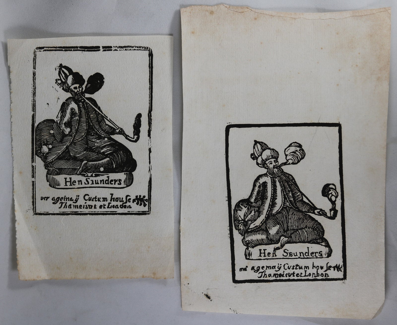 17th century advertising prints for tobacco agent Custom House London 17th century advertising prints for tobacco agent Custom House London
