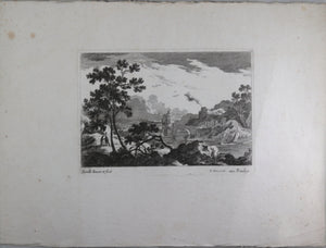 17th century engraving by Perelle of bucolic scene, published Drevet
