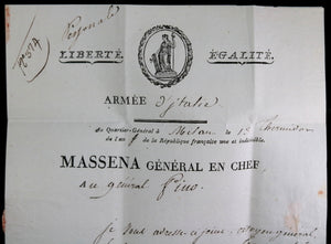 1800 Armée d’Italie général Thiébault au général Pino (entête Massena)
