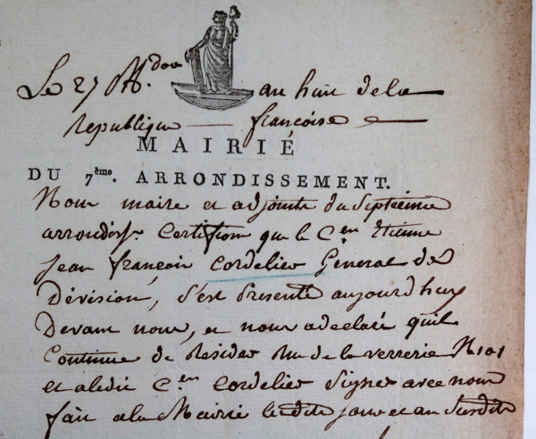 1800 Paris attestation de résidence, Général Cordellier-Delanoüe (Vendée)