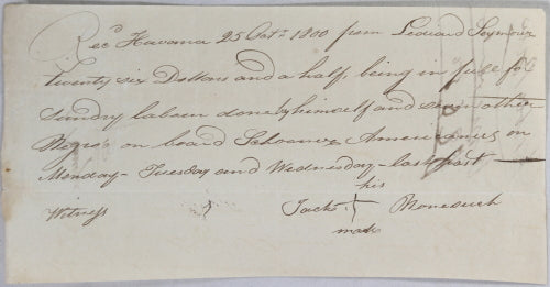 1800 Havana payment for work by ‘negros’ on Schooner Americanius