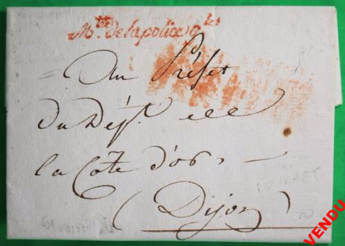 1800 lettre Ministre Police au Préfet Dept. Côte-d'Or sur prêtres