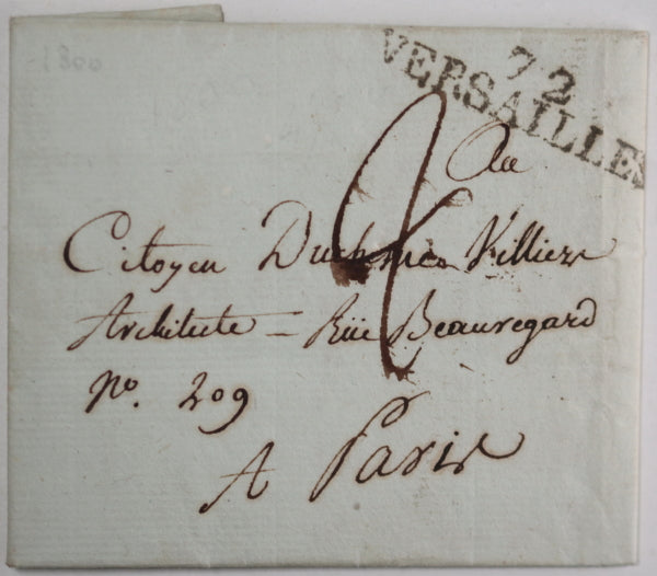 1800 lettre Germain marquis Garnier à l’architecte Duchesne-Villiers