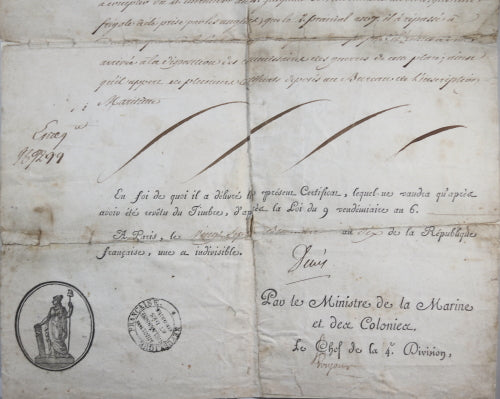 1801 soldat capturé par Anglais, bataille maritime île d'Ouessant 1794