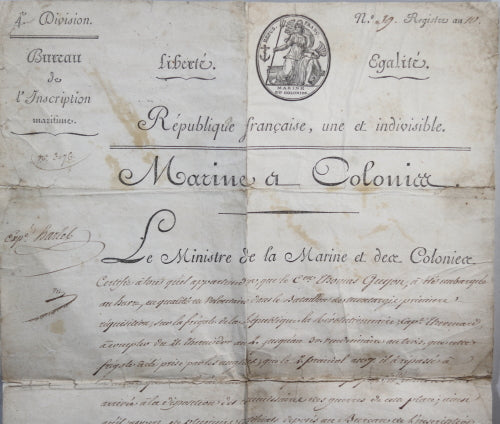 1801 soldat capturé par Anglais, bataille maritime île d'Ouessant 1794