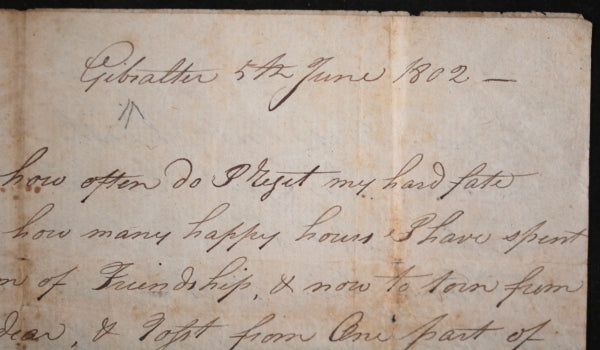 1802 Gibraltar letter American sailor (USS Essex?) to RI, Barbary War