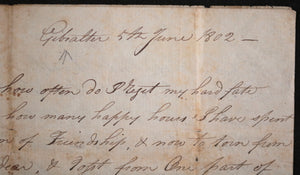 1802 Gibraltar letter American sailor (USS Essex?) to RI, Barbary War
