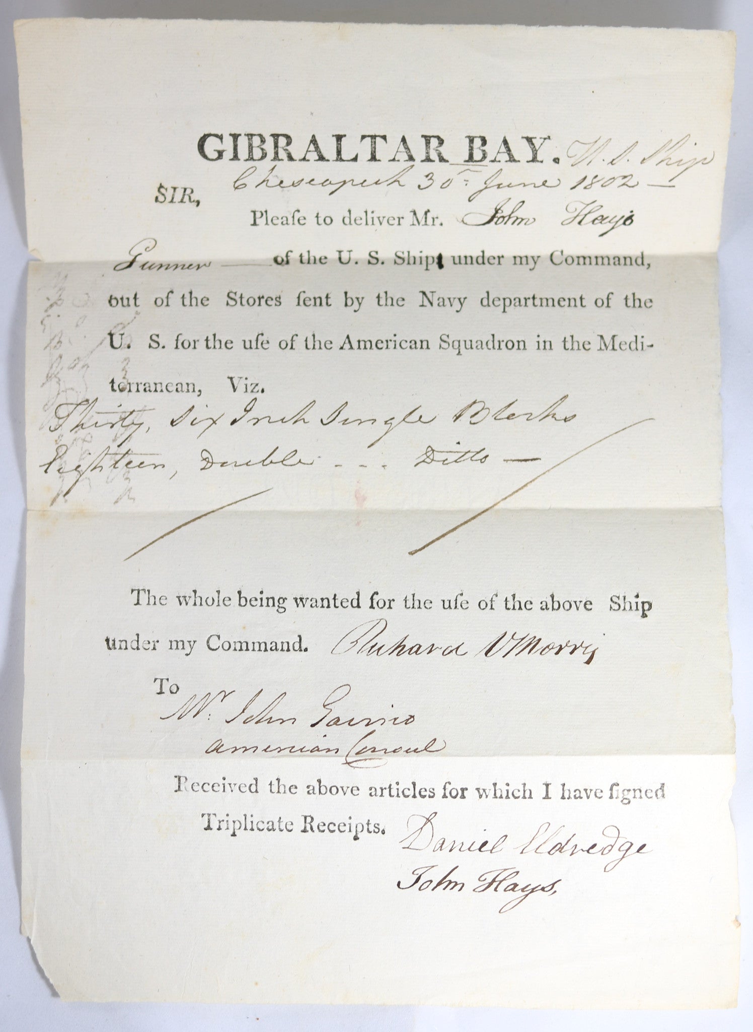 ﻿﻿1802 Barbary War - USS Chesapeake getting repairs in Gibraltar  