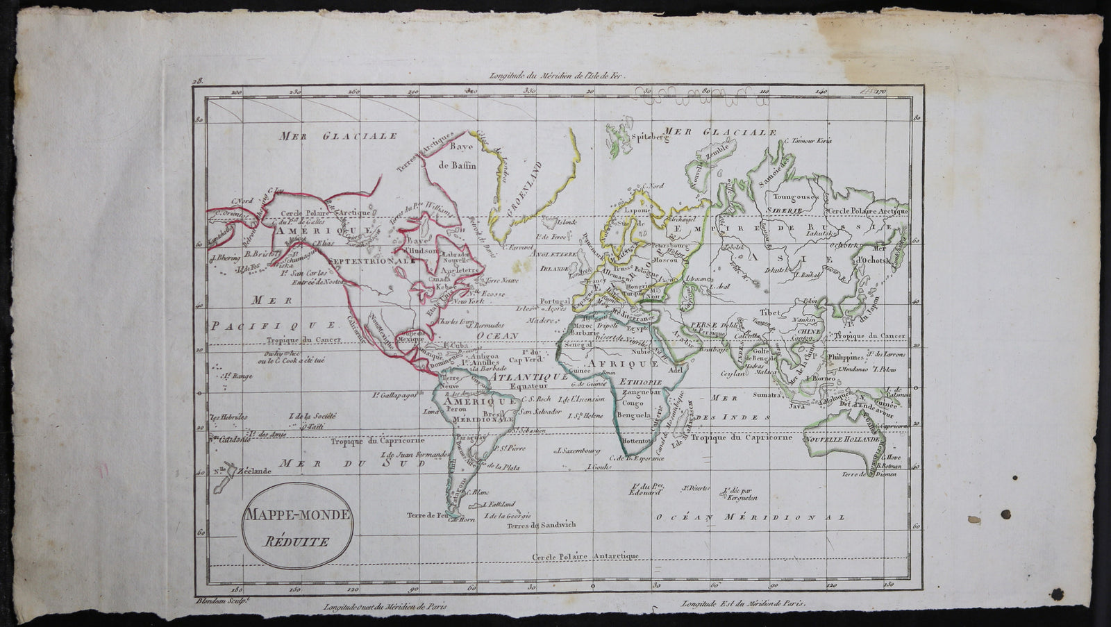 1802 Blondeau world map  carte du monde