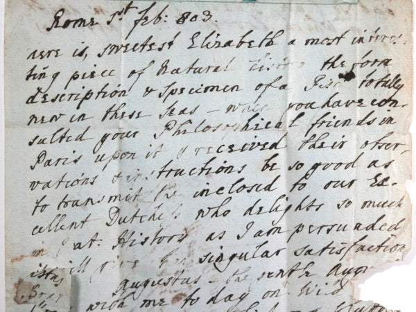 1803 Rome letter to Lady Elizabeth Foster, later Duchess of Devonshire