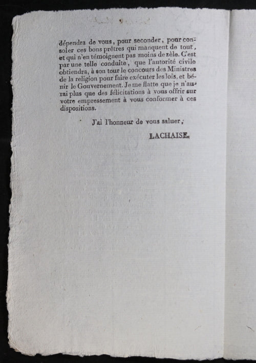 1803 pamphlet Préfet du Pas de Calais, dénuement absolu des Prêtes
