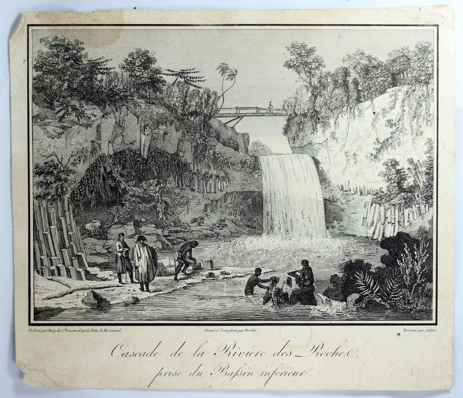 1804 gravure ‘Cascade de la Rivière des Roches, prise du Bassin inférieur’