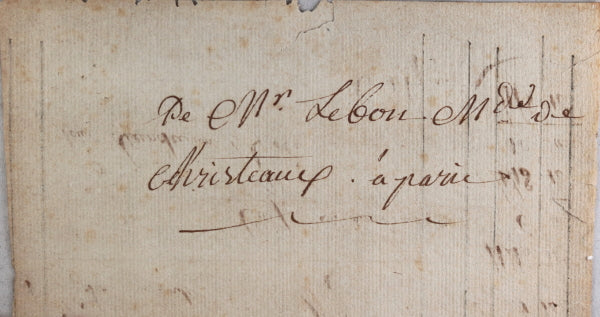 1805 Paris facture de ‘Au Bon Père de Famille', marchand porcelaines