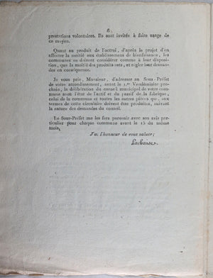 1805 circulaire du Préfet Pas-de-Calais, paiement prêtres et vicaires
