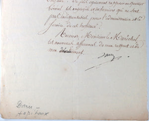 1808 Empire, lettre de Daru à Kellerman (Duc de Valmy) sujet hôpitaux. 