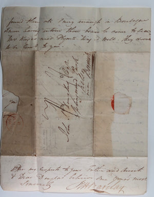 1809 UK letter Navy officer Barclay on ‘Diana’ -Trafalgar, Canada 1813