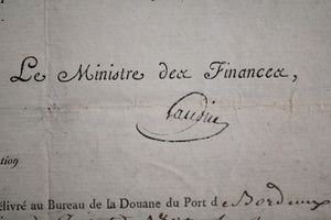 1809 Bordeaux, Congé des Batiment de Commerce Français pour L’Aimable