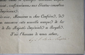 1809 Légion d’Honneur: lettre du Comte de Lacépède au Baron de Bondy