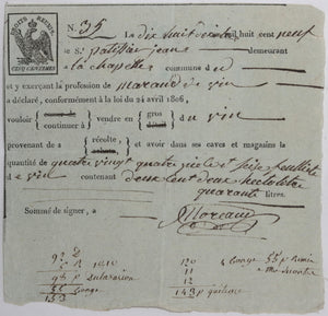 1809 Rhone marchand de vin, trois quittances transport inventaire 