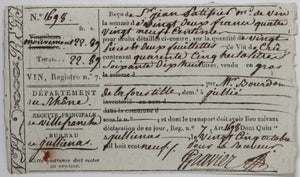 1809 Rhone marchand de vin, trois quittances transport inventaire 