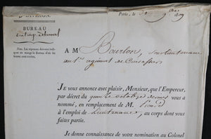 1809 nomination Bourlon de Chevigné lieutenant 1er Régiment cuirassier