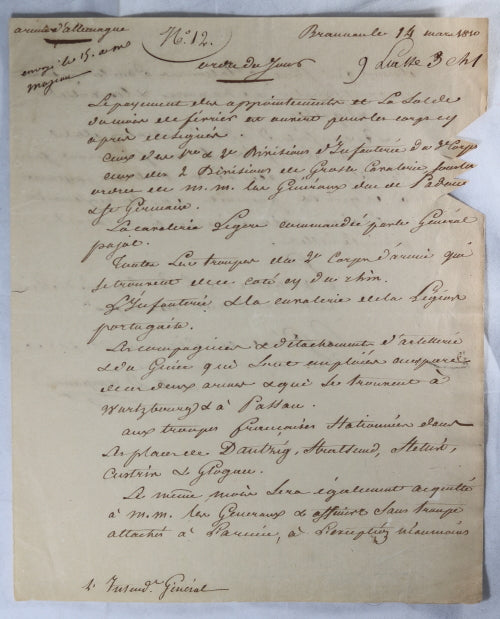 1810 Armée d’Allemagne Ordre du Jour signé général Compans