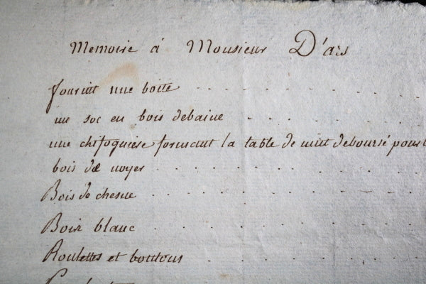 1811 Paris, lot de trois factures pour Monsieur D’Ars