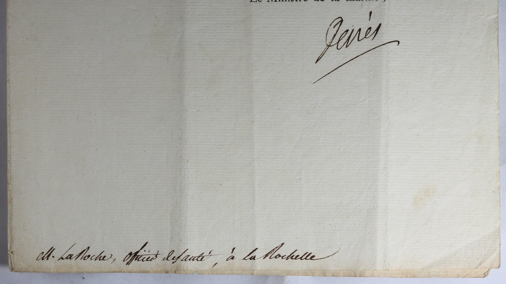1811 admission d'un Élève à l'École Speciale de Marine de Brest