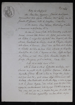 1811 document signé par Général de Division Jean-Pierre Augereau