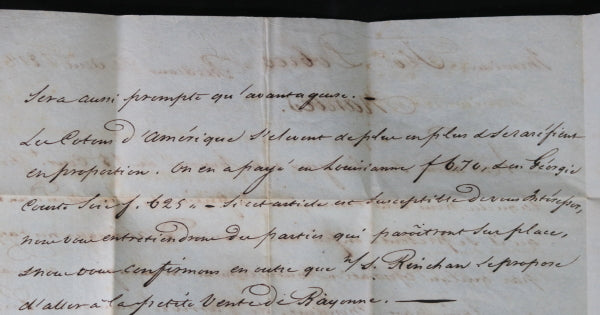 1812 lettre au négociant Dobrée à Nantes, traite avec Amériques