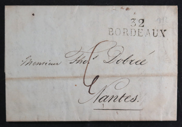 1812 lettre au négociant Dobrée à Nantes, traite avec Amériques