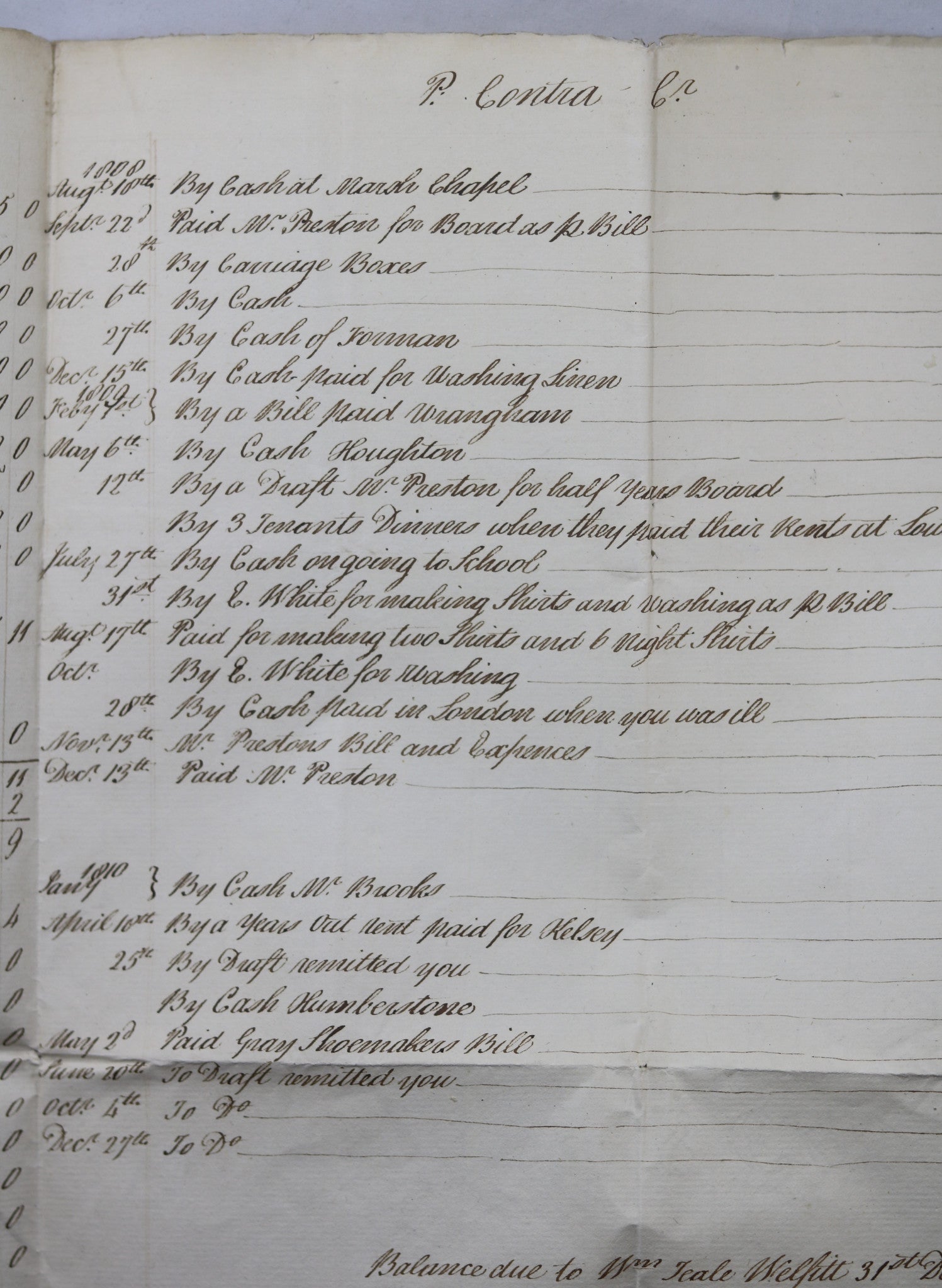 1813 financial accounts by guardian Welfitt Manby Hall, Lincolnshire